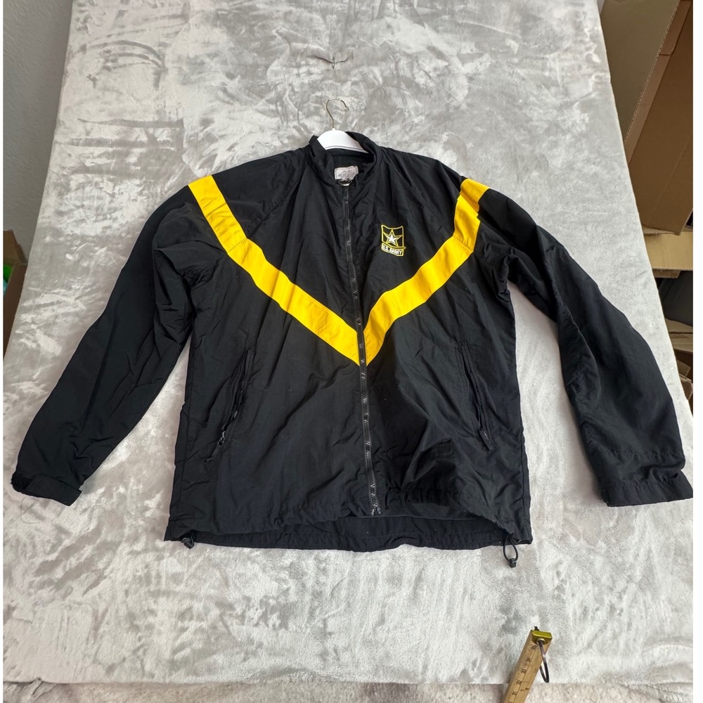 US Army APFU Physical Fitness‎ Uniform Jacket Black Yellow Chevron Large Long